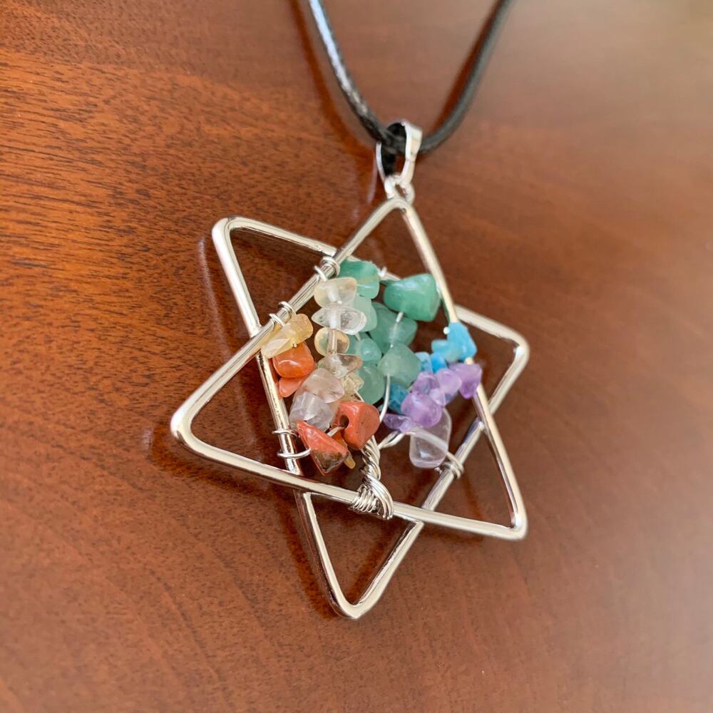 Star Rainbow Chakra healing stone Necklace